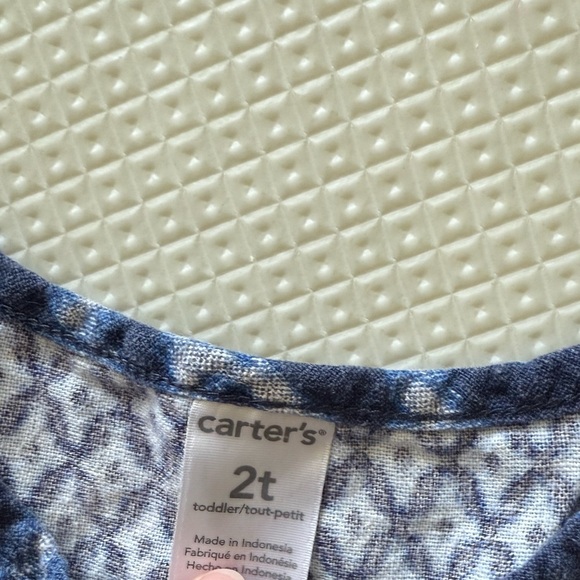 Carters|Baby girl,toddler blue patterned matching set in linen•••tank & pants,2T - Picture 5 of 5